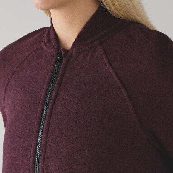 Lululemon - Pleat to Street Bomber in Heathered Bordeaux - Stretch Terry, 6 - Picture 12 of 13